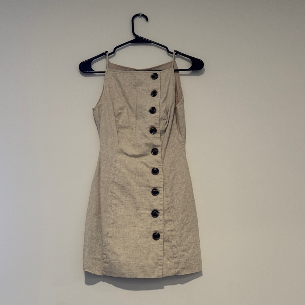 Linen Button-Front Mini Dress